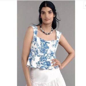 Anthropologie Maeve Square Neck Peplum Top